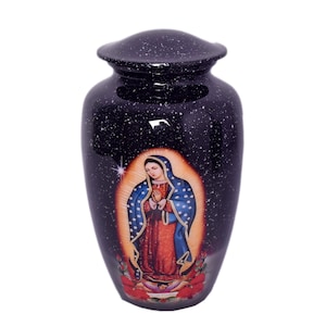 Our Lady of Guadalupe Cremation Urn, Adult Religious Urn, Funeral and Memorial Cremation Urns for Human Ashes up to 200 lbs with Velvet Bag