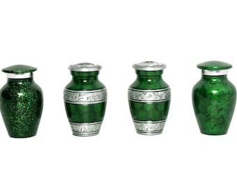 Groene mini-urn-aandenkenset – kleine urnen, set van 4