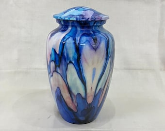 Levendige tie-dye metalen crematie-urn, herdenkingsaandenken voor volwassenen (200 ci)