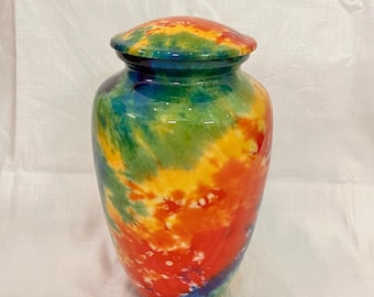 Tie-dye-urn voor volwassenen – kleurrijk gedenkteken, fluwelen zak