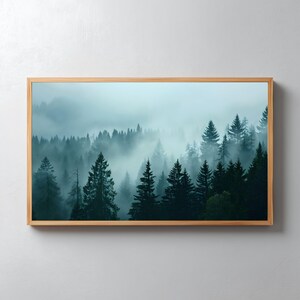 Silent Pines in Morning Mist – Frame TV Digital Download | Nature Art for Calm Interiors