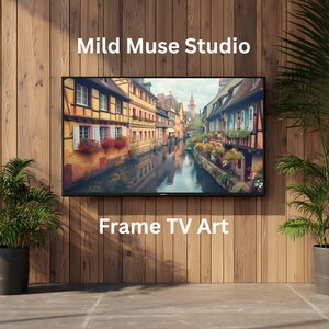 European Canal Frame TV Art: Romantic Landscape Digital Download