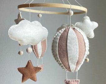 Baby Filz Mobile Sterne, Wolken & Monde | Handmade Kinderzimmer Dekor | Babyparty-Geschenke