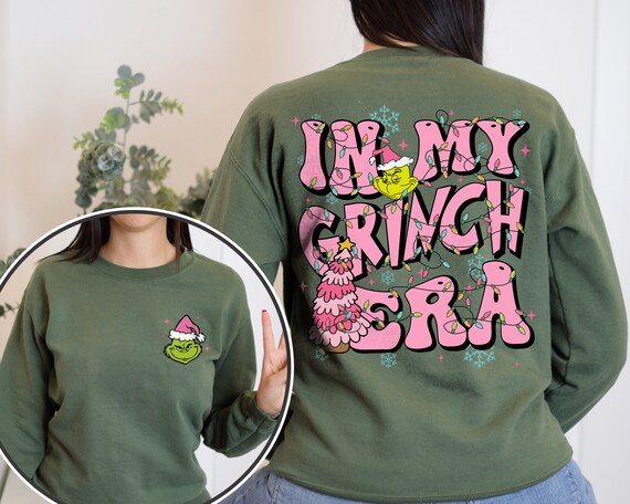 Retro In My Grinch Era Pink Sweatshirt, Grinch Pi… - image 2