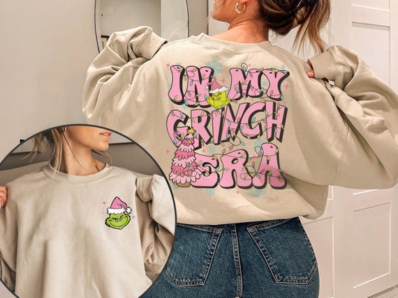 Retro In My Grinch Era Pink Sweatshirt, Grinch Pi… - image 4