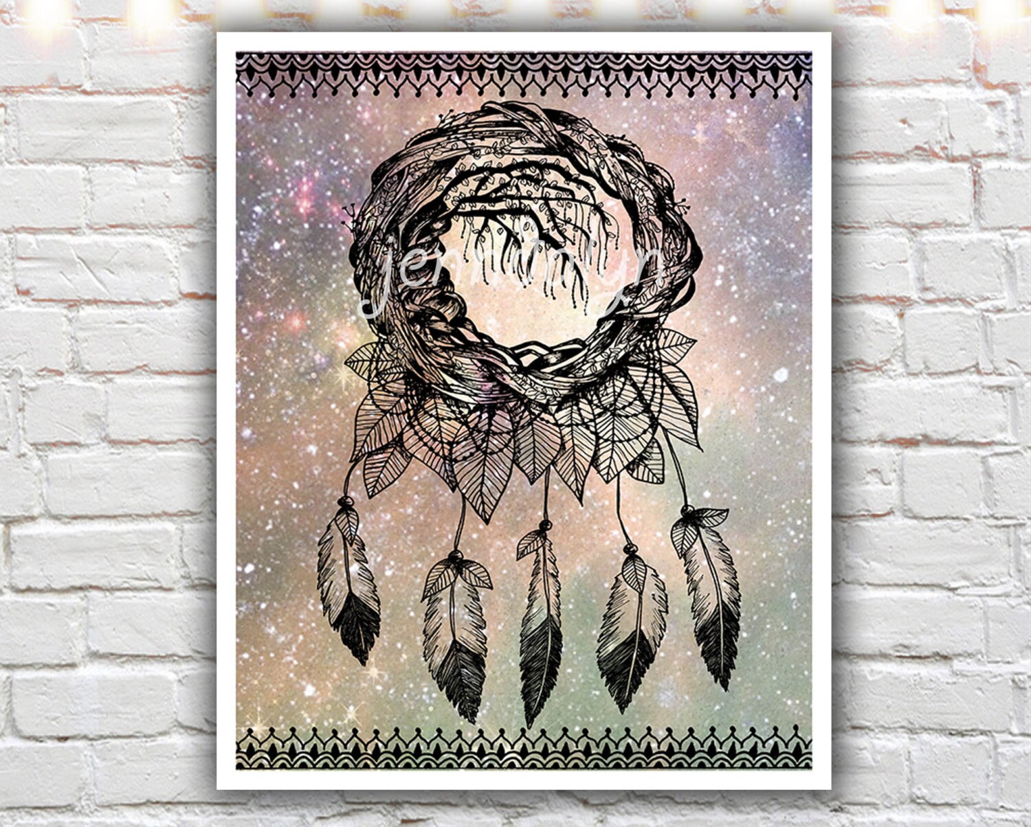 dreamcatcher print bohemian art dream catcher wall art Etsy