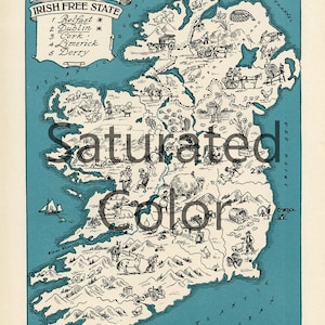 Irland Karte Digital Download Vintage Bild Karte - Rahmen, 8 x 10 oder für Kissen Totes Karten Hochzeit Paul Spener Johst Belfast Derry & DIY drucken