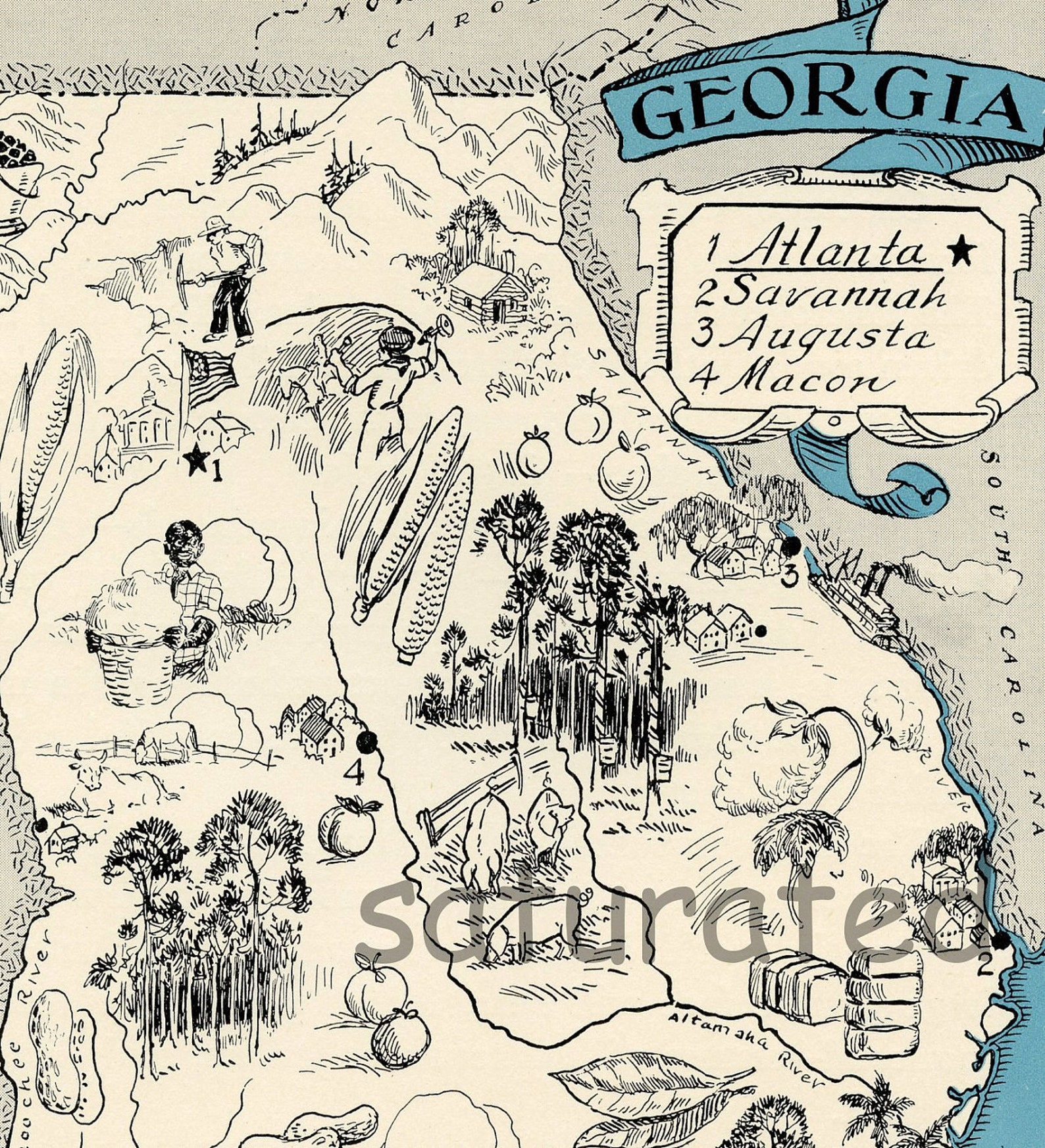 Vintage Map Map Art High Res DIGITAL IMAGE of a 1930s Vintage