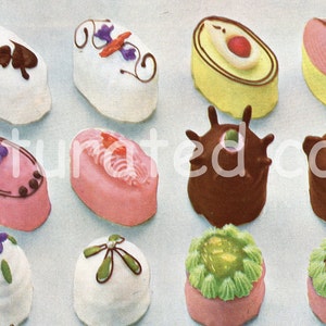 Desserts Butter Creme Gateaux Vintage 1929 - High Res DIGITAL IMAGE - Cake Dessert Patisserie Bakery Baker Chocolate Birthday Petit Fours