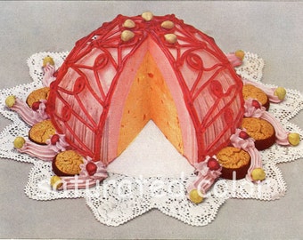 Eis Bombe Dessert Jahrgang 1929 - hochauflösende digitale Bild - Konditorei Bäckerei Bäcker Schokolade Braut Geburtstag Petit Fours Kuchen Torten