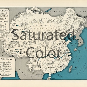 CHINA Tibet MANCHURIA Map Digital Download vintage picture map DIY print & frame 8x10 or for Pillows Totes Cards Paul Spener Johst Canton