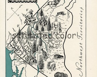 Vintage Yukon Landkarte ORIGINAL Vintage Kanada Karte - HochauflösendeS DIGITALES BILD - 1940er Jahre Vintage Karte - Instant Map Art - Charmant
