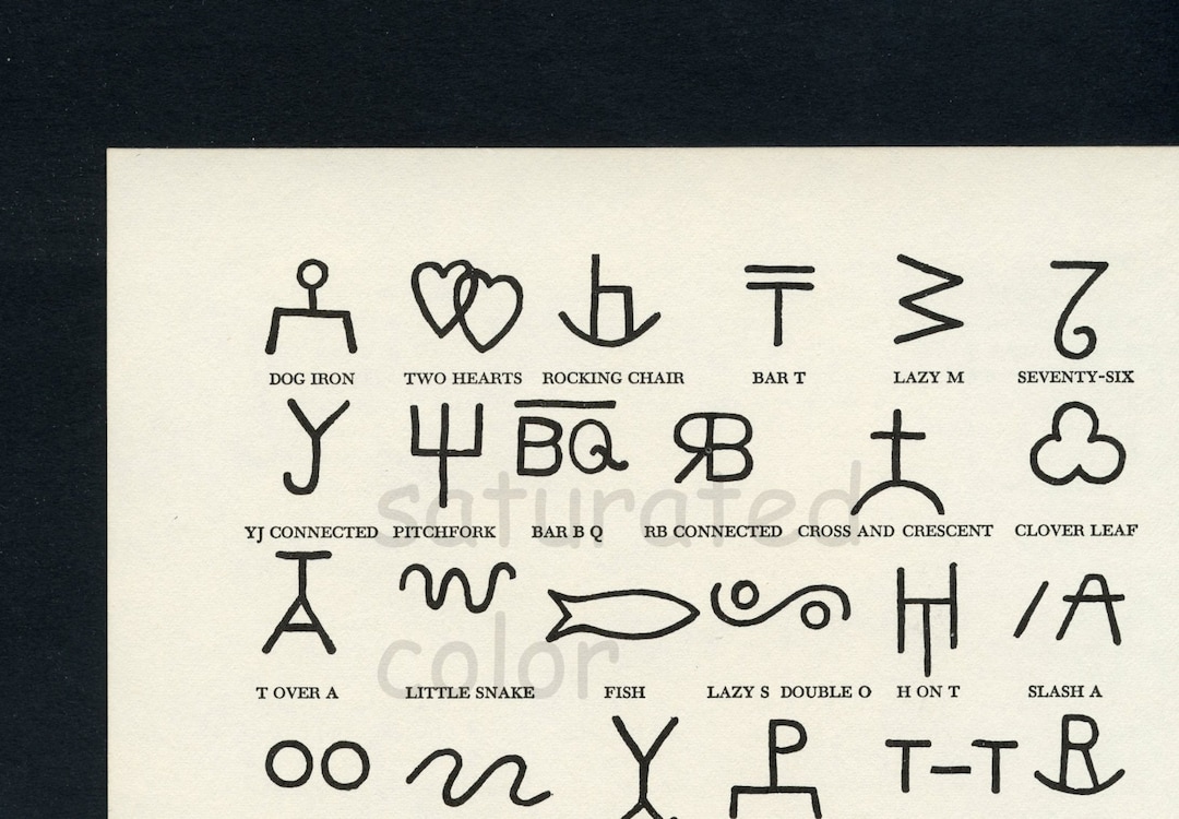 Vintage Cowboy Cattle Brands DIGITAL IMAGE DOWNLOAD 1950s Original