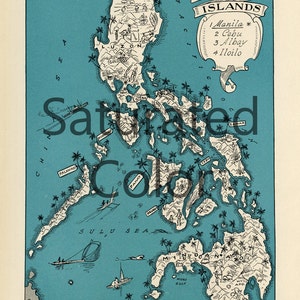 Filippine mappa digitale Scarica vintage Foto Mappa - stampa fai da te e telaio 8 x 10 o per cuscini Totes carte matrimonio Paul Spener Johst affascinante