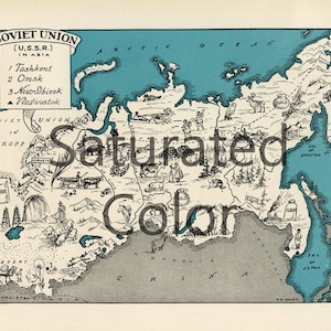 Mapa da UNIÃO SOVIÉTICA na Ásia Download digital de mapa de imagens vintage - impressão e moldura DIY 8x10 ou para almofadas Totes Cartões Paul Spener Johst Tashkent