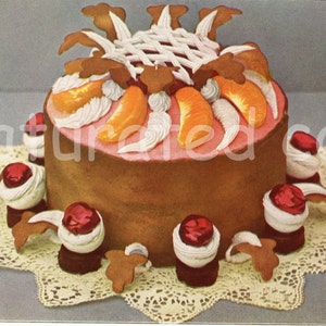 Vintage 1929 Dessert Cake Gateaux - High Res DIGITAL IMAGE - Patisserie Bakery Baker Chocolate Bridal Birthday Bee Hive Petit Fours Gourmet