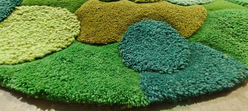 Hand Tufted Moss Rug 3D Texture Green Forest Rug Large Oval Area Rug ...