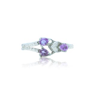 Natural Pink Sapphire Tear Drop Birth Gemstone 925 Sterling Silver Ring for Women Gift for Her Available In Size 7