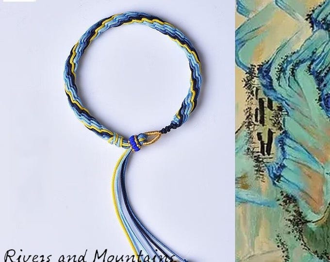 Oil Painting Series Minimalist Chinese-style Handmade Adjustable 100% Cotton Woven Women's Hand Rope/Dainty bracelet/Couple's Gift