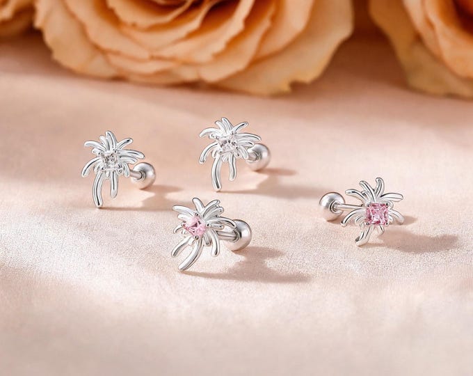 Cute Minimalist S999 Fine Silver Firework Studs, Sweet Birthday Treat for Yourself or Sister Jewelry Gift for Her.