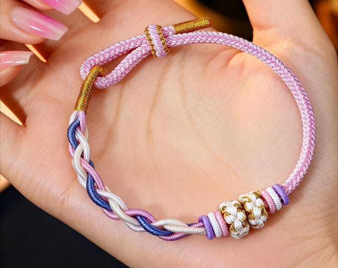 DIY Hand-Crafted Colorful Series - Pink Adjustable Women's Woven Bracelets (12 Styles Available)/Lucky knots bracelet