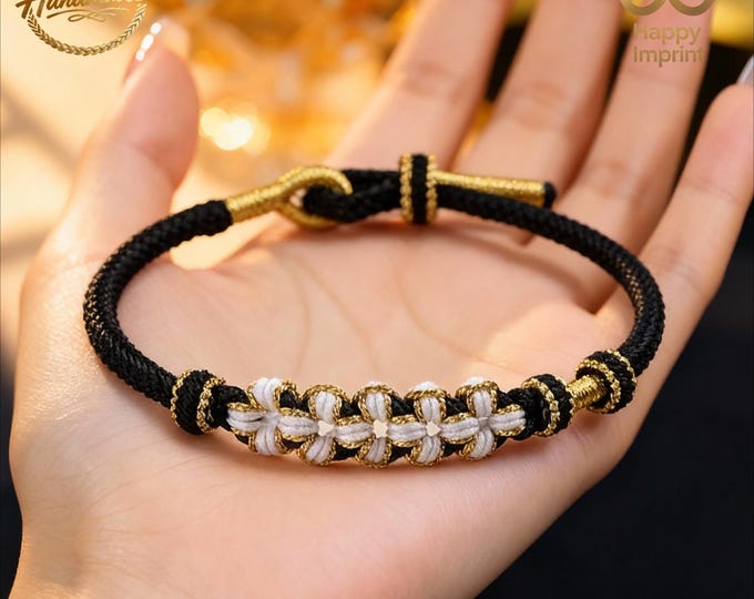 Handmade Peach Blossom Bracelet - Adjustable Good Luck Custom Woven Women’s Jewelry（5 Colors Available）