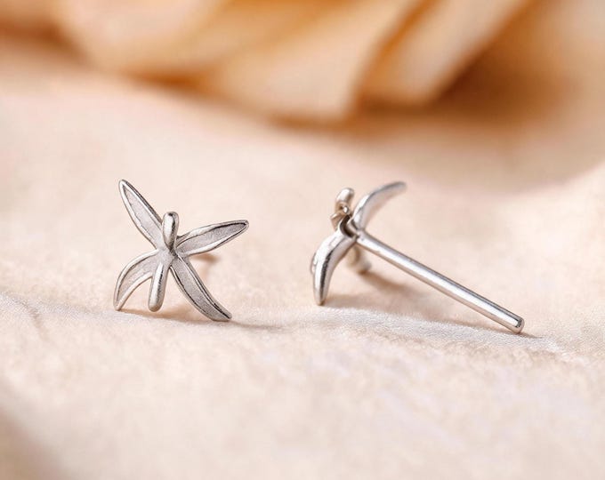 Minimalist 999 Silver Orchid Flower Studs, Elegant Tiny Floral Earrings, Fashion Daily Wear Jewelry, Sweet Gift for Sister & Yourself