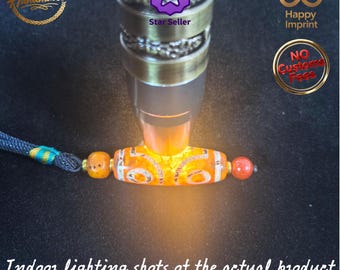 Himalayan Natural Agate Rare Three-Eyed Spiritual Power Dzi Bead | Spiritual Awakening Amulet | Living Buddha-Blessed Gift