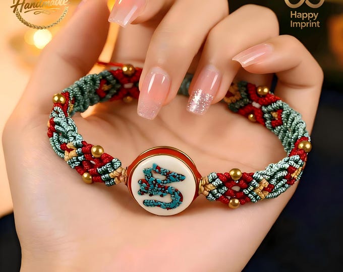 Woven Dragon Feng Shui Bracelet, Adjustable Talisman Temple Good Luck Gift （6 Colors Available）