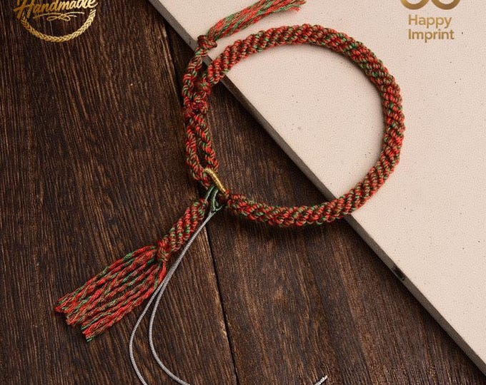 Hand-Woven Colorful Tibetan-Style Adjustable Cotton Bracelet - DIY-Customizable with Jewelry Accessories (8 Color Options)/Personalized Gift