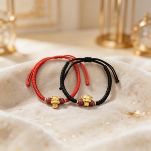 Benutzerdefinierte Chinesisches Sternzeichen Armband Sand Gold Tier Anhänger Handgemachte Rote Schnur Schmuck 2026 Jahr des Pferd Geschenk Feng Shui Schutzamulett