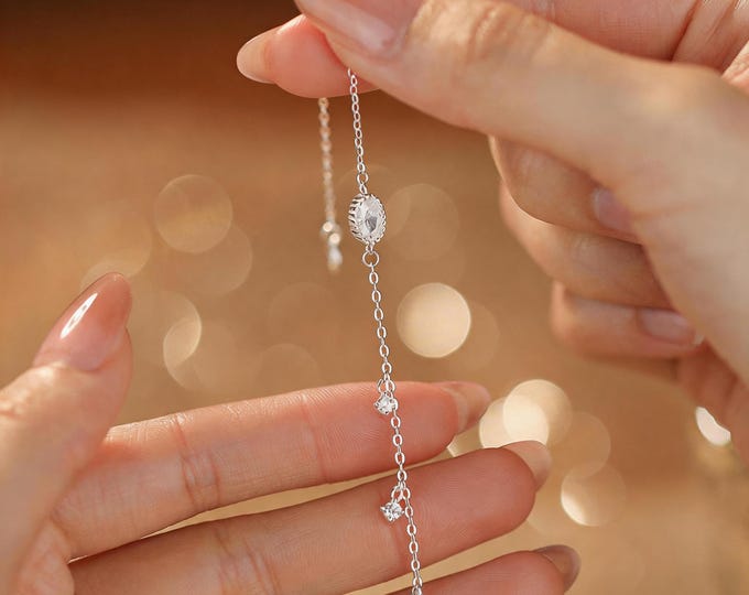 S999 Fine Silver Dainty Round Zircon Bracelet Minimalist Micro Pave Disc Chain for Women, Shimmering Silver Jewelry, Adjustable Gift for Her