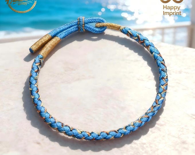 Handwoven Blue-Gold Dragon Scale Bracelet – Feng Shui Bracelet, Valentines Gift for Her, Couple Set with 4 Colors Available