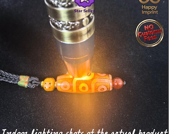 Himalayan Natural Agate Nine-Eyed Dzi Bead | Spiritual Awakening Amulet | Spiritual Aura Protective Talisman | Living Buddha-Blessed Gift