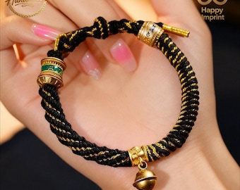 Tibetan Talisman Bracelet Vajra Knot Bracelet Spiritual Protection Amulet Buddha Prayer Bracelet Hand Weave Adjustable Mantra Bracelet