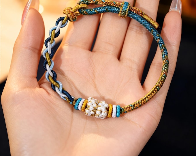 DIY Hand-Crafted Colorful Series - Teal Adjustable Women's Woven Bracelets (12 Styles Available)/Lucky knots bracelet