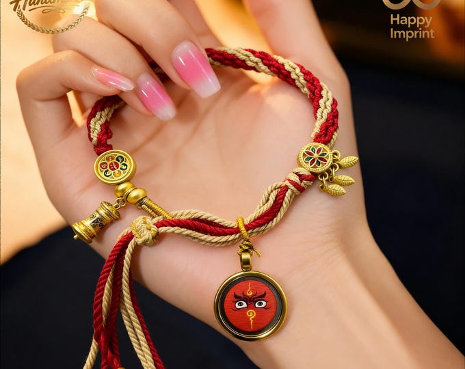 Hand-Woven Red Jambhala Feng Shui Bracelet | Energy Stabilization Amulet | Energy Healing Gift (9 Styles Available)