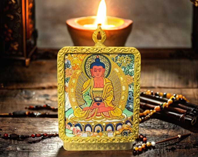 Tibetan Thangka Art Hand Painted -  Libra Capricorn Talisman Necklace Pendant Gift