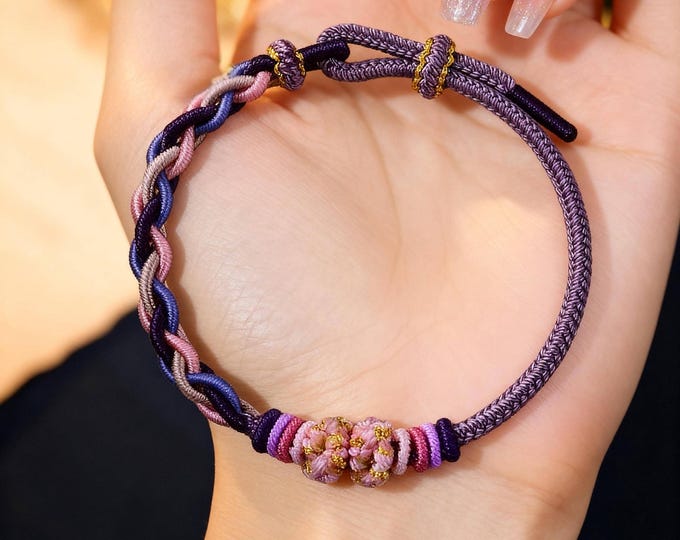 DIY Hand-Crafted Colorful Series - Purple Adjustable Women's Woven Bracelets (12 Styles Available)/Lucky knots bracelet