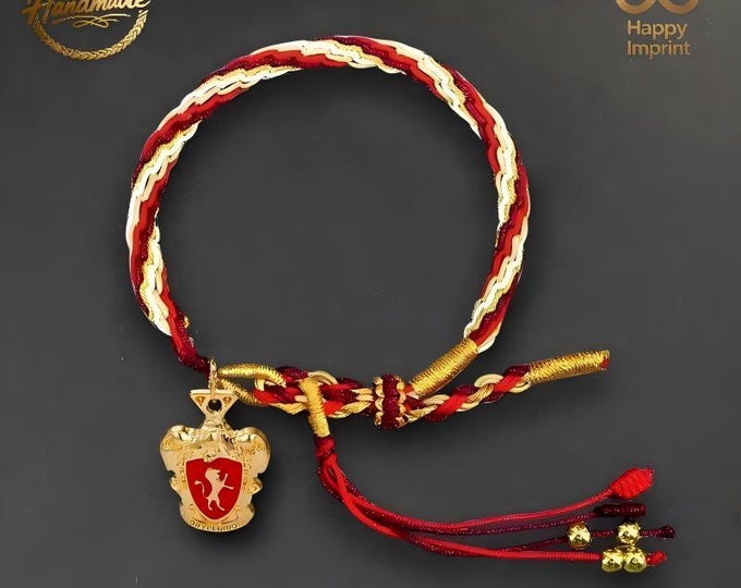 Badge Red String Woven Bracelet - Dainty Adjustable Personalized Friendship Good Luck Bracelet