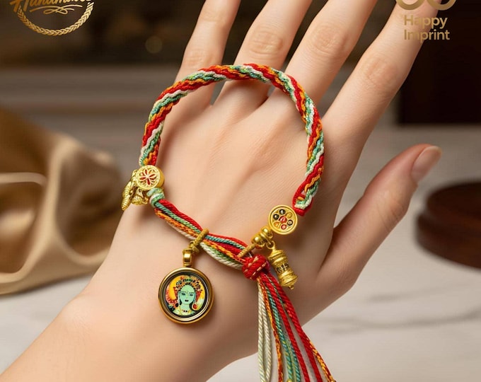 Hand-Woven Rainbow-Colored Green Tara Meditation Bracelet|Mindfulness Bracelet|Chakra Healing Bracele (9 Styles Available)