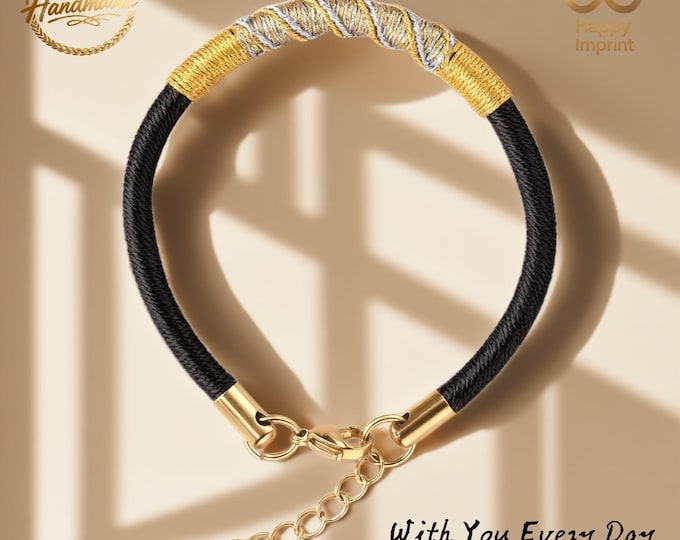 Handmade Adjustable Fashion Black Cord Matching Couple Bracelets – Birthday/Anniversary/Romantic Gift for Her(5 Colors)