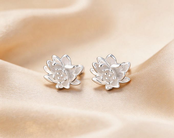 Exquisite S999 Silver Multi-Layer Lotus Stud Earrings, Polished Shine,  Nature Minimalist, Exquisite Gift for Nature Spiritual Women.