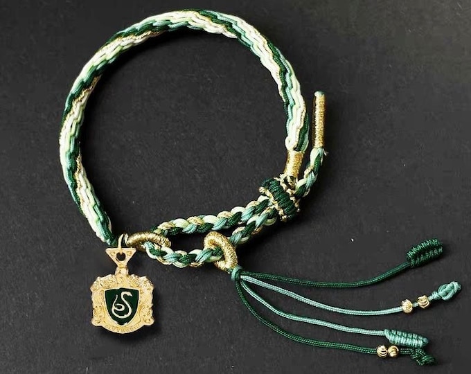 Harry Potter Series Slytherin-themed Handmade Woven Hand Rope Bracelet/Adjustable Bracelet/Handmade Jewelry/Dainty bracelet/Couple's Gift