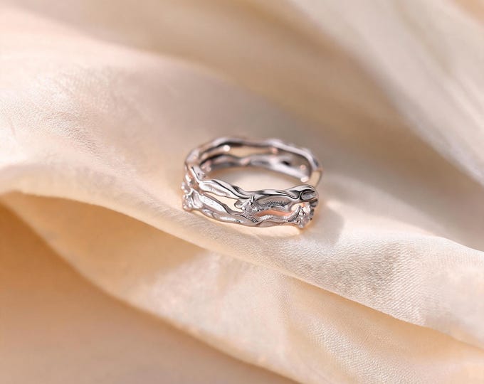 Solid S925 Silver Wavy Vine Open Ear Cuff with Tiny Zirconia Accents, Minimalist No Piercing Gift for Girlfriend or Bestie.