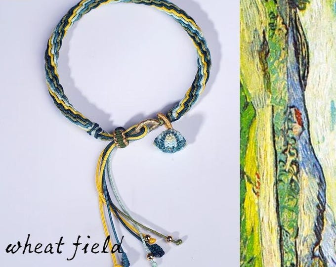 Oil Painting Series Minimalist Chinese-style Handmade Adjustable 100% Cotton Woven Women's Hand Rope/Dainty bracelet/Couple's Gift