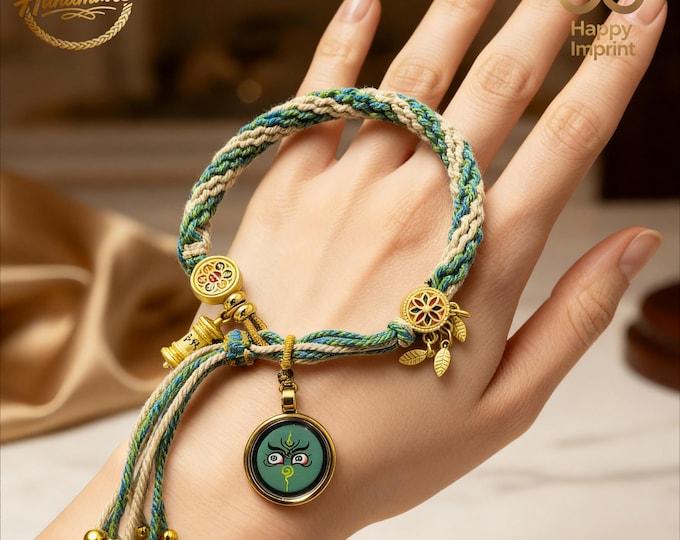 Hand-Woven Green Jambhala Feng Shui Bracelet | Energy Stabilization Amulet | Energy Healing Gift (9 Styles Available)