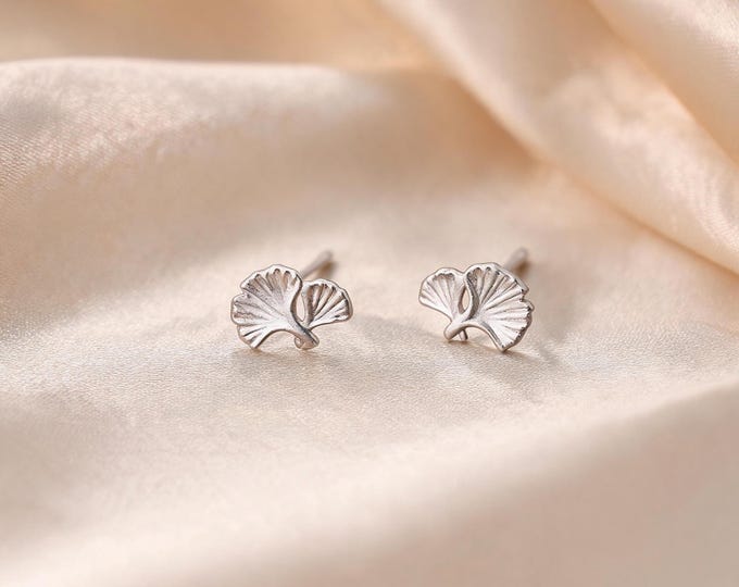 Elegant Minimalist S925 Sterling Silver Ginkgo Leaf Stud Earrings, Nature Inspired Jewelry, Sweet Gift for Women and Girls.