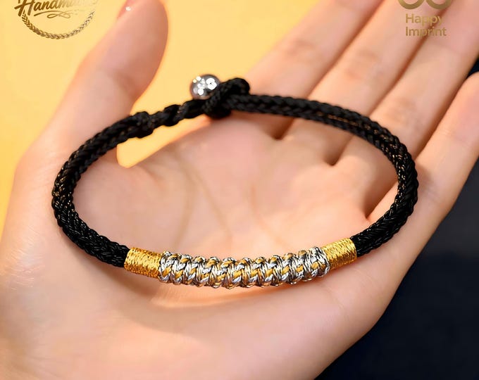 Handmade Custom Woven Matching Couple Bracelets - Birthday/Anniversary/Romantic Gift for Her(Red&Black)