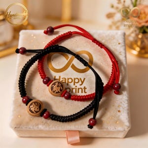Armband Jahr des Pferds 2026 Chinesisches Sternzeichen Schmuck Rote Schnur Geflochtene Schnur Schutz Amulett Handmade Gravur Holz Charm Good Luck Geschenk